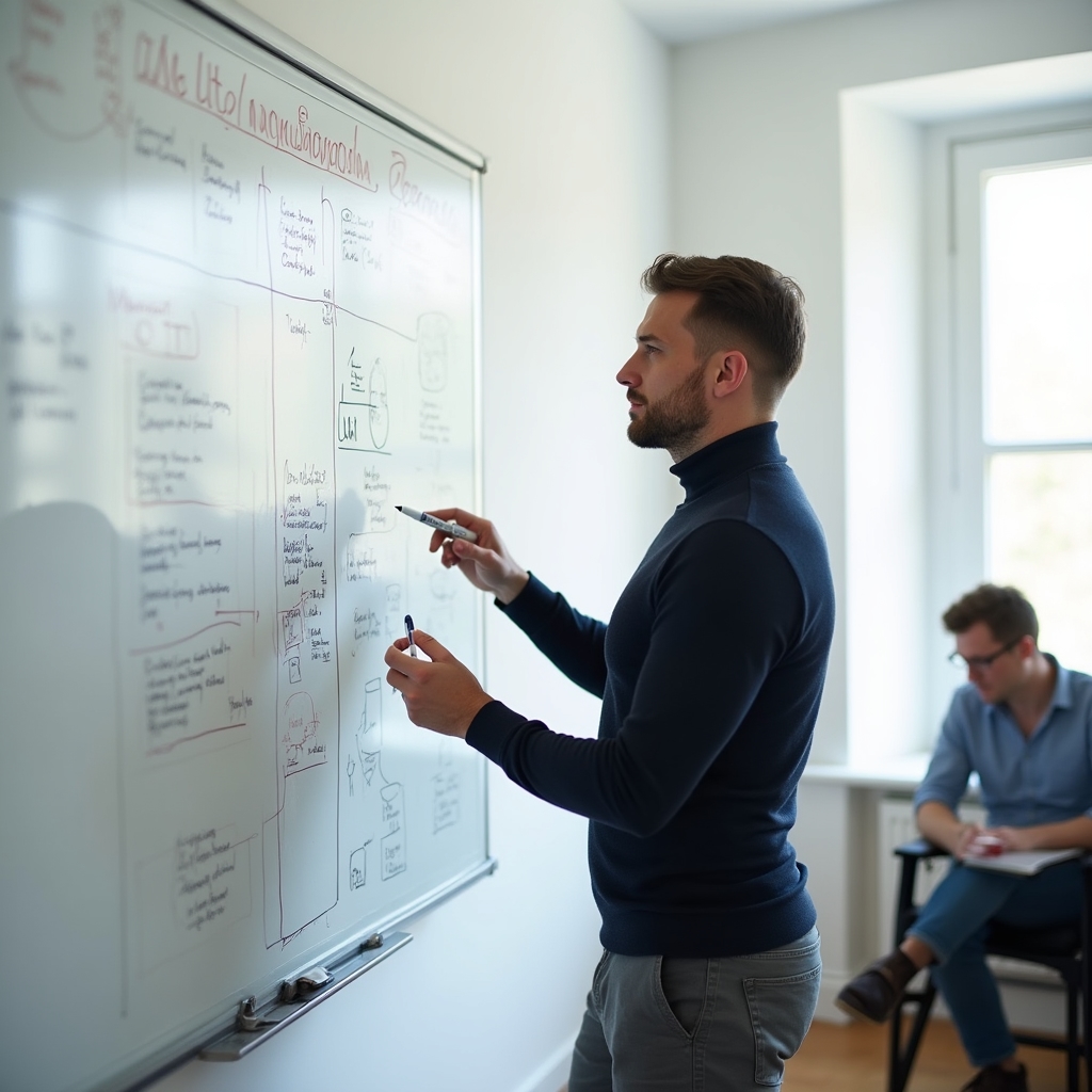 Strategiegespräch vor Whiteboard
